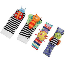Load image into Gallery viewer, Gransun Infant Sock Hanging Toy, Bright Colors Environmentally Friendly Small Rattle Cloth Portable Healthy Baby Wrist Strap, for Infant Baby(A Set of Wristband Socks)
