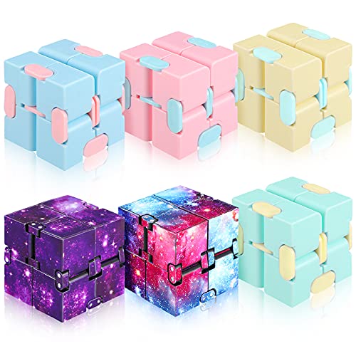6 Pieces Infinity Cube Fidget Toy Mini Infinity Cube for Stress and Anxiety Relief Cool Hand Mini Kill Time Toys Infinite Cube for People with ADD ADHD (Adorable Style)