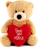 JENVIO I Love You Teddy Bear  Love You More 12 Inch Plush  Valentines Bear with Heart Stuffed Animal for Girlfriend, Boyfriend