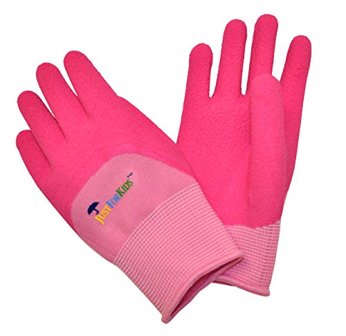G & F Products 2040-2P JustForKids Premium MicroFoam Texture Coated Kids Garden Gloves, Kids Work Gloves, Pink, 1 Pair