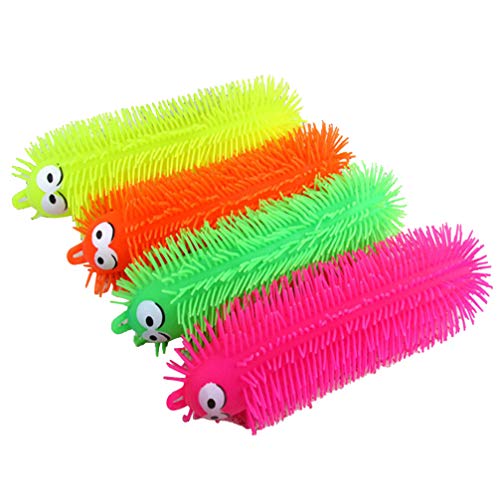 NUOBESTY 1pcs Flashing Light Up Stretchy Caterpillars, Squishy Stress Balls Toy, Anxiety and Stress Relief Toys for Adults Teen Kids(Random Color)