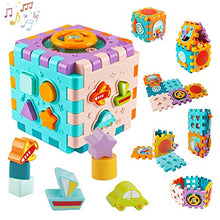 Load image into Gallery viewer, WISHTIME Baby Activity Cube, Baby Stack Toys with Shape Color, Musical Toys Interactive Educational Activity with Drum, Gift Toys for Infants Toddlers Kids Boys Girls
