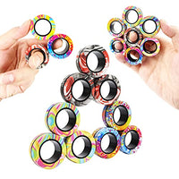 MBOUTrising 9Pcs Magnetic Ring Fidget Spinner Toys Set, Newest camo Fingers Magnet Rings, ADHD Stress Relief Magical Toys for Training Relieves Autism Anxiety, Great Gift for Adults Teens Kids