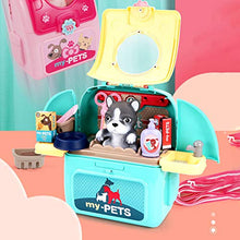 Load image into Gallery viewer, Pet Carging Playset for Girls, Practical Exquisite Plastic Backpack Pretend Play Pet Care Set
