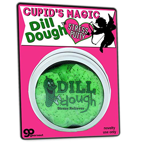 Gears Out Valentines Dill Dough Stress Putty - Cupids Magic Stress Putty for Friends, Real Dill, Neon Green, Glow-in-The-Dark