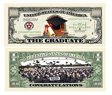 Load image into Gallery viewer, 10 The Graduation Million Dollar Bills with Bonus Thanks a Million Gift Card Set
