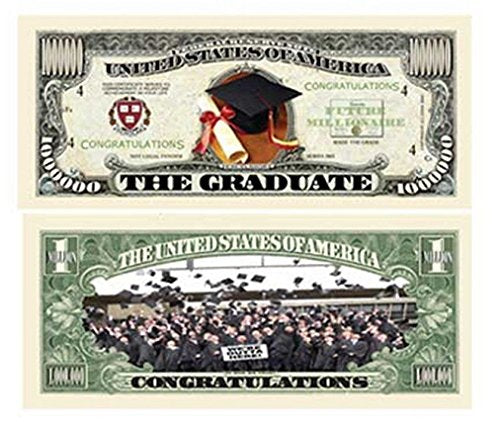10 The Graduation Million Dollar Bills with Bonus Thanks a Million Gift Card Set