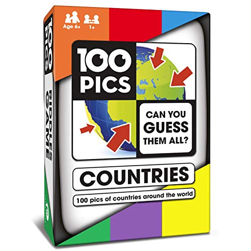 100 PICS Countries of The World Travel Game - Learn 100 Countries | Flash Cards with Slide Reveal Case | Geography Card Game, Gift, Stocking Stuffer | for Kids and Adults | Ages 5+