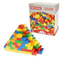 Best Blocks Big Blocks Set - Classic Colors, 151 Pieces Set - Large Building Blocks for Ages 3 and Up, Compatible with All Major Brands