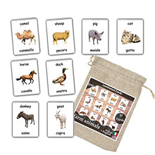 Load image into Gallery viewer, Farm Animals Flash Cards - 27 Laminated Flashcards | Homeschool | Montessori Materials | Multilingual Flash Cards | Bilingual Flashcards - Choose Your Language (Italian + English)
