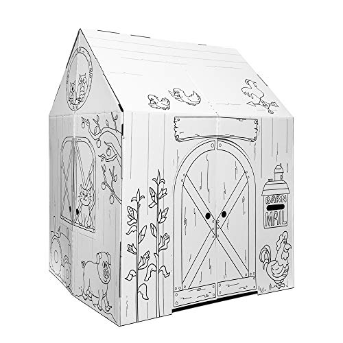 Easy Playhouse Barn - Kids Art & Craft for Indoor & Outdoor Fun, Color Favorite Farm Animals  Decorate & Personalize The Cardboard Fort, 32