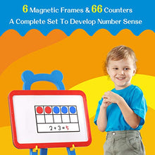 Load image into Gallery viewer, Magnetic Ten-Frame Set,6 Frames(with Blank Writing Space) and 66 Colorful Discs with 2 Markers (Upgraded Version for Fridge &amp; Hand-held)
