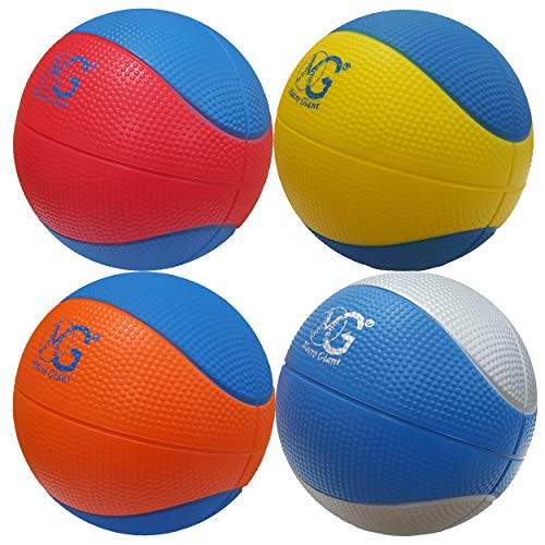 Macro Giant 6 Inch (Diameter) Soft Foam Basketball, Set of 4, Basic Colors, Beginner, Training Practice, Playground, Preschool