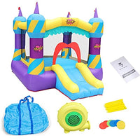 Decsix Inflatable Bounce House with Blower for Big Kids Jumping Castle with Slide Storage Bag Bouncer Stakes Indoor Outdoor Playground