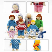 Load image into Gallery viewer, PUCKWAY Lovely Family Dollhouse Dolls Set of 8 Wooden Figures, Kids Girls Happy Playset Characters Accessories for Children Pretend Gift
