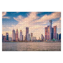 Load image into Gallery viewer, Wooden Puzzle 1000 Pieces Detroit Skyline Skylines and Pictures Jigsaw Puzzles for Children or Adults Educational Toys Decompression Game
