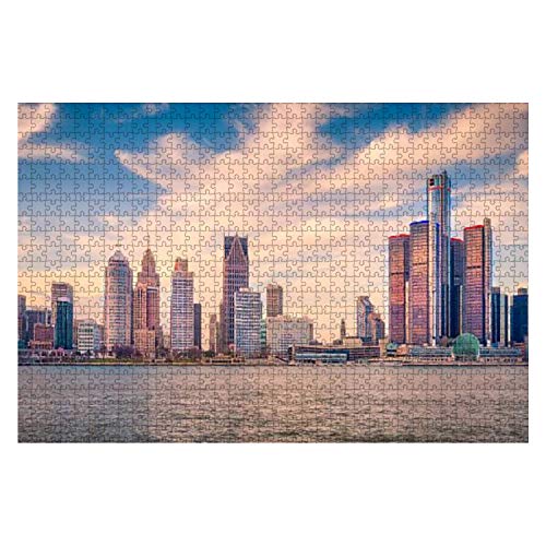 Wooden Puzzle 1000 Pieces Detroit Skyline Skylines and Pictures Jigsaw Puzzles for Children or Adults Educational Toys Decompression Game