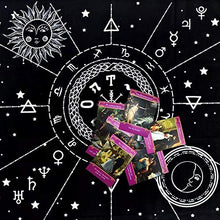 Load image into Gallery viewer, MNBD Divination Tapestry Black Astrology 12 Constellations Tarot Card Cloth Tarot Tablecloth Board Game 49X49cm
