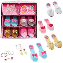 Load image into Gallery viewer, IQ Toys Princess Dress Up Play Shoes and Jewelry Boutique Set with 4 Pairs of Shoes and Pretend Jewelry Accessories for Little Girls
