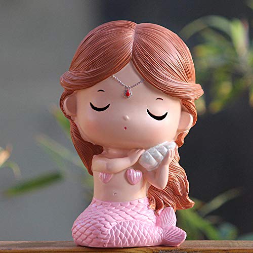 YJRZT Sculptures Statue Ornaments Figurine Mermaid Piggy Bank Cute Cartoon Doll Piggy Bank Send Girl Birthday Gift
