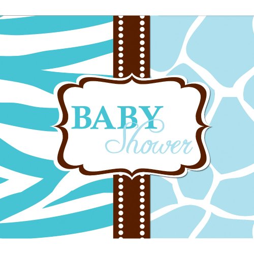 Creative Converting Baby Shower Wild Safari Blue 25 Count Enhanced Invitations