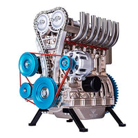Yamix Full Metal Engine Model Desk Engine, Unassembled 4 Cylinder Inline Car Engine Model Building Kit Mini DIY Engine Model Toy for Adults