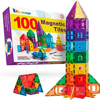 Skymags Magnetic Blocks, Magnet Tiles for Kids, Magnetic Building Blocks 100 Pcs Set Toys for Boys and Girls Ages 3 4 5 6 7 8 Year Old, Educational, Inspirational, Creative Open-Ended Play STEM Toys.