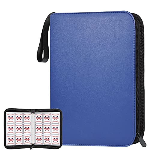 POKONBOY 720 Pockets Trading Card Binder Sleeves Baseball Card Binder Sleeves, Trading Card Holder Carrying Card Case Fit for Baseball Cards, Trading Cards, Football Cards (Blue)