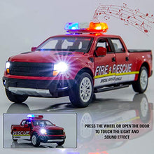 Load image into Gallery viewer, TGRCM-CZ 1/32 Scale F150 Pickup Truck Casting Car Models,Police Car with Sound and Light,Zinc Alloy Toy Car , Pull Back Vehicles Toy Car for Toddlers Kids Boys Girls
