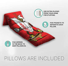 Load image into Gallery viewer, Kids Floor Pillow Skater Asian Noodle Take Away Box Skateboarding Character Design Pillow Bed, Reading Playing Games Floor Lounger, Soft Mat for Slumber Party, for Kids, King Size
