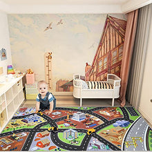 Load image into Gallery viewer, PRETYZOOM Construction Theme Kids Carpet Playmat Engineering Playing Rug Educational Scene Map Floor Cushion with Alloy Pull Back Vehicles 170 x 90 cm Household Supplies
