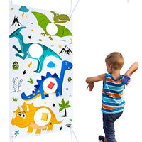 WERNNSAI Dinosaur Toss Game Banner with 3 Bean Bags - Dino Bean Bag Game Sets Party Games for Kids Birthday Party Favors Outdoor Yard Game Jurassic World Theme Party Supplies