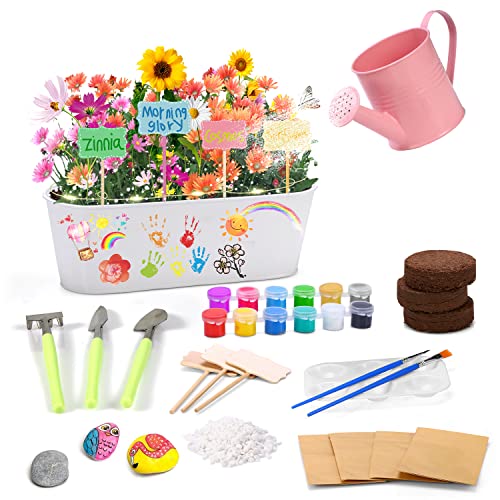 infunz Paint & Plant Flower Growing Kit for Kids, Gardening Arts & Crafts Set, Garden Project Activity for Girls and Boys, Toy Gifts for Age 4, 5, 6, 7, 8-12 Years Old Children