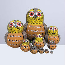 Load image into Gallery viewer, HEALLILY Owl Nesting Dolls Wooden Matryoshka Russian Doll 10 Layers Animal Stacking Toy for Valentine Birthday Gift
