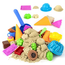 Load image into Gallery viewer, Play Sand Ice Cream Kit, 3lbs Magic Sand, 28Pcs Ice Cream Cake Cookies Sand Mold Tools, Sand Tray and Storage Bag, Sandbox Toys for Toddlers Kids Boys Grils
