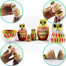 Load image into Gallery viewer, Owl Art Toy - Russian Nesting Dolls Owl Decorations for Home Shelf Decor Accents - Wood Owl Statue Pcs - Owl Gifts Decor Figurines 5 pcs
