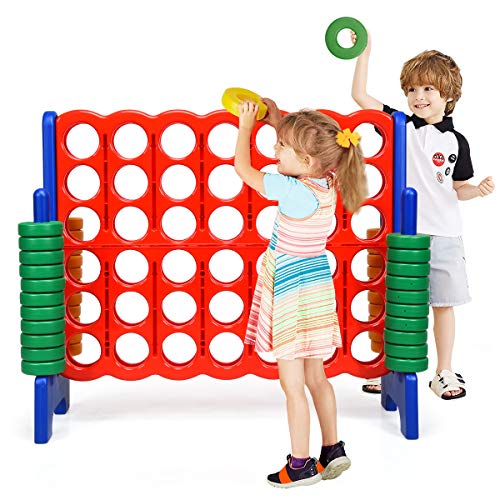 COOURIGHT 4 to Score Giant Game Set, Giant 4-in-A-Row Indoor & Outdoor Game Set, 4 Feet Wide by 3.5 Feet Tall, Jumbo 4-to-Score with 42 Jumbo Rings & Quick-Release Slider