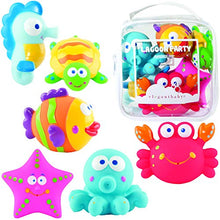Load image into Gallery viewer, Elegant Baby Bath Time Fun Rubber Water Squirtie Toys in Vinyl Giftable Bag, Octopus, Crab Sea Squirt Toys
