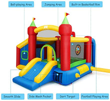Load image into Gallery viewer, WATERJOY Kids Inflatable Castle,Jungle Kangaroo Slide Jumping Castle with 480W Blower,Bounce House Castle with Storage Bag for Outdoor Indoor Home Playground Garden Children Play
