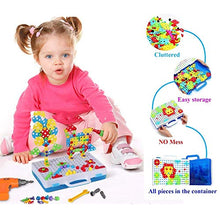 Load image into Gallery viewer, JACKEYLOVE STEM Educational Toys for Kids, Electric Drill Puzzle Toy Set and Button Art Kit, 3D Construction Engineering Building Blocks for Boys Girls Ages 3 4 5 6 7 8 Year Old
