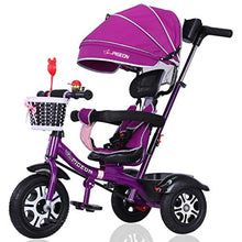 Load image into Gallery viewer, Moolo Children&#39;s Tricycle, Kids&#39; Trikes 4 in 1 Bicycle 1-3-6 Year Old Trolley Child Bicycle Awning Reversible Folding Pedal Multi-Function (Color : Purple)
