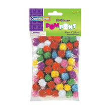 Load image into Gallery viewer, Creativity Street Glitter Pom, 1/2 in, Assorted Color, Pack of 80
