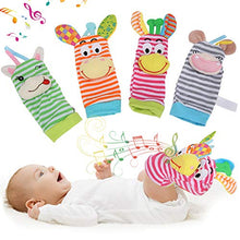 Load image into Gallery viewer, 4Pcs Baby Rattle Socks, Cute Animal Baby Foot Finder Socks Rattle Toys for Baby Shower Newborns Gifts
