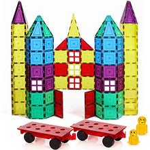 Load image into Gallery viewer, Magnetic Stick N Stack 120 Piece Classic Set with 2 Car Bases Magnetic Tiles 3D Construction Building Blocks Award Winning STEM Educational Classic Set with Car Bases, Windows, Doors, Accessories for
