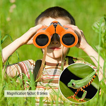 Load image into Gallery viewer, Binoculars for Kids, 8x21 Portable Mini Handheld Outdoor Children Binocular Telescope Toy Kid Best Gifts for 3-12 Years Boys Girls for Bird Watching,Travel, Camping, etc(Orange)

