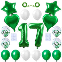 Yijunmca Green 17 Number Balloons Kit Jumbo Number 17 32