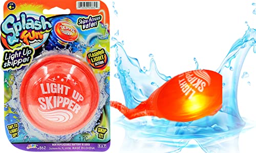 Flashing Lights Skip Water Bouncing Disc Ball Hopper (1 Pack Assorted) by JA-RU. Fidget Toy Swimming Pool Water Skip Ball Disc Outdoor Game Party Favor for Kids and Adults Plus 1 Bouncy Ball 862-1p