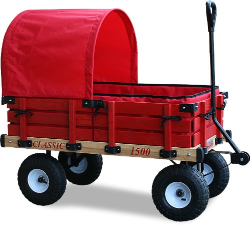 Millside Industries Classic Wood Wagon with Red Wooden Racks