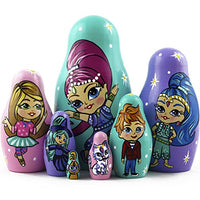 Shimmer and Shine - Wooden Russian Nesting Dolls Matryoshka Stacking Toys for Kids - 7 Juguetes Munecas De Madera Rusas
