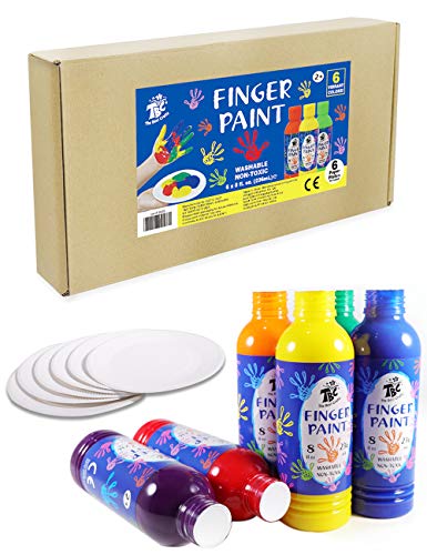 TBC The Best Crafts Finger Paint for Kids, Non-toxic, Washable Toddler Paint, 6 x 236ml Kids Art Set, Prefect Craft Paint For DIY Projects, School Painting Supplies